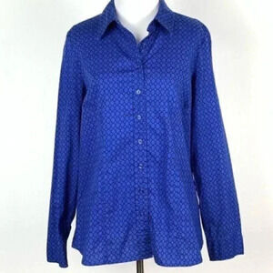 Chadwicks top 12 button down blue honeycomb print